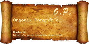Orgonik Pongrác névjegykártya